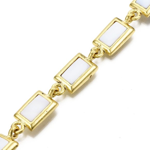 NWOT Classy Natural Freshwater Shell, Nice Quality rectangle Link Bracelet - Picture 3 of 5